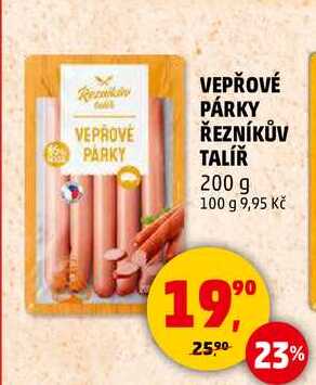 VEPŘOVÉ PÁRKY ŘEZNÍKŮV TALÍŘ, 200 g 