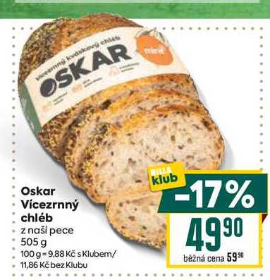 Oskar Vícezrnný chléb z naší pece 505 g