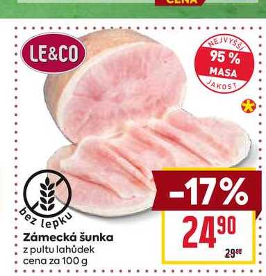 Zámecká šunka z pultu lahůdek cena za 100 g