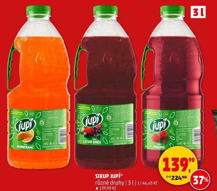 SIRUP JUPĺ různé druhy, 3 l 