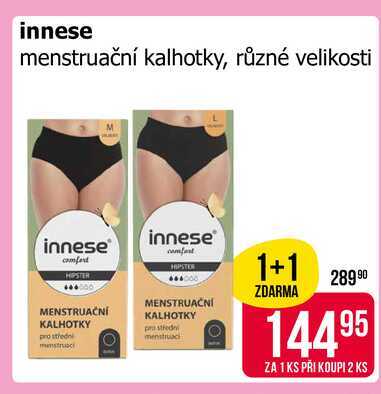 innese menstruační kalhotky, různé velikosti 