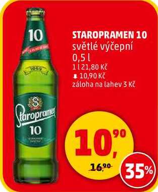 STAROPRAMEN 10 světlé výčepní, 0,5 l v akci