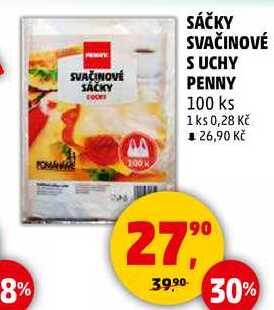 SÁČKY SVAČINOVÉ S UCHY PENNY, 100 ks 