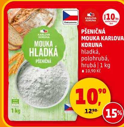 PŠENIČNÁ MOUKA KARLOVA KORUNA hladká, 1 kg