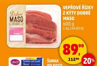 VEPŘOVÉ ŘÍZKY Z KÝTY DOBRÉ MASO, 600 g 