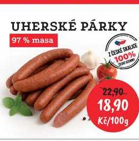 UHERSKÉ PÁRKY 97% masa 100g 