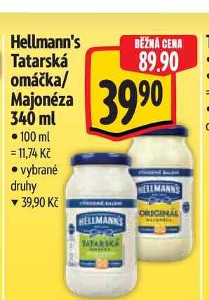 Hellmann's Tatarská omáčka/ Majonéza 340 ml 