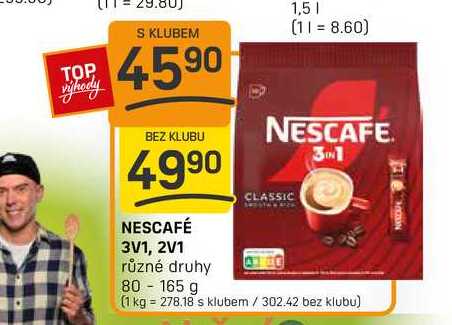 NESCAFÉ 3V1, 2V1 různé druhy 80-165 g