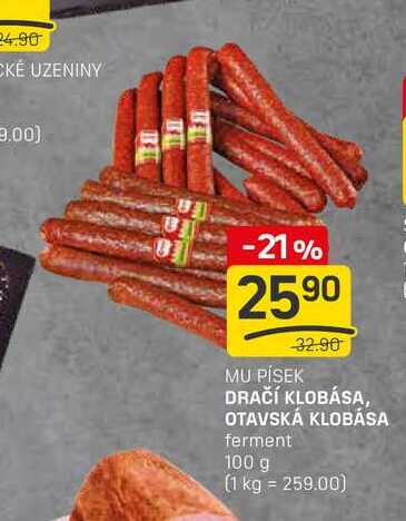 DRAČÍ KLOBÁSA, OTAVSKÁ KLOBÁSA ferment 100 g 