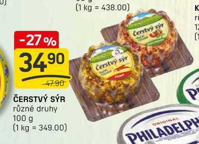ČERSTVÝ SÝR různé druhy 100 g 