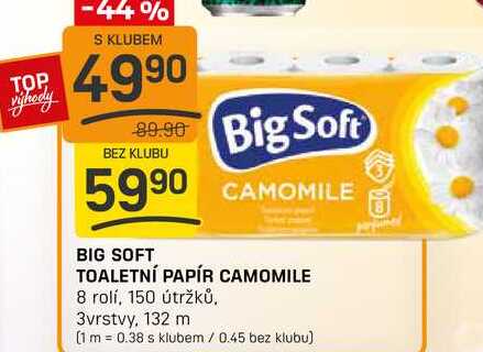BIG SOFT TOALETNÍ PAPÍR CAMOMILE 8 rolí
