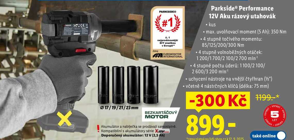 Parkside Performance 12V Aku rázový utahovák