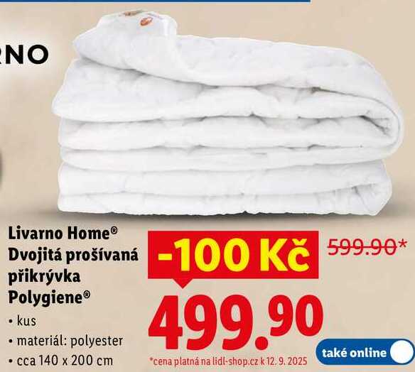 Livarno Home Dvojitá prošívaná přikrývka Polygiene