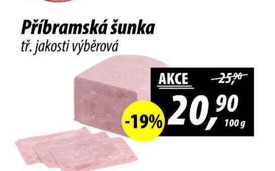 Příbramská šunka tř. jakosti výběrová, 100 g 