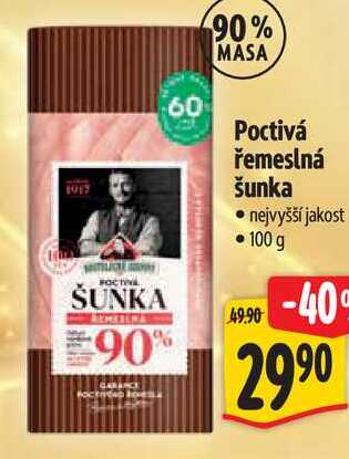 Poctivá řemeslná šunka, 100 g