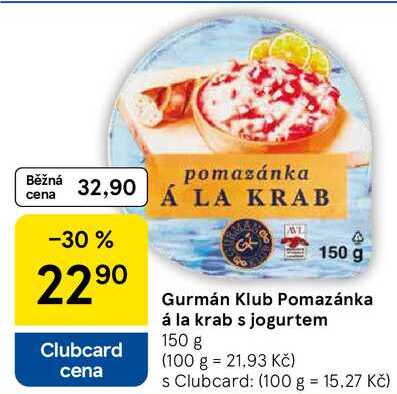 Gurmán Klub Pomazánka á la krab s jogurtem, 150 g  