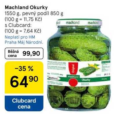 Machland Okurky, 1550 g. pevný podíl 850 g 