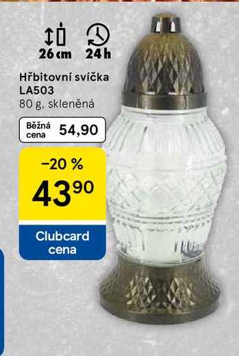 Hřbitovní svíčka LA503, 80 g, skleněná  