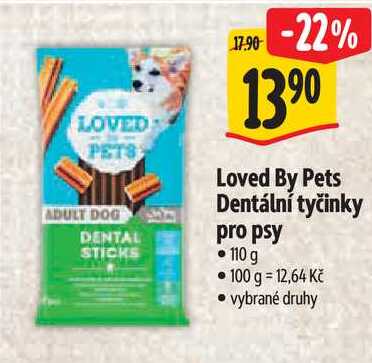 Loved By Pets Dentální tyčinky pro psy, 110 g 