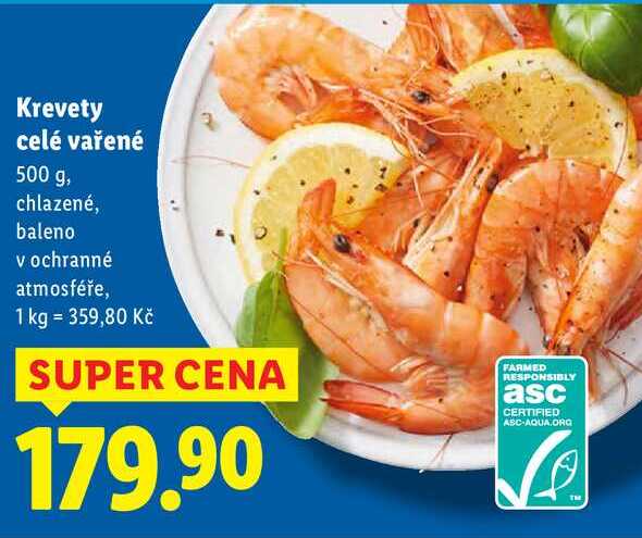 Krevety celé vařené, 500 g