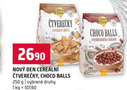 NOVÝ DEN CEREÁLNÍ ČTVEREČKY, CHOCO BALLS 250 g