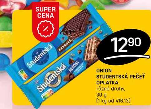 ORION STUDENTSKÁ PEČEŤ OPLATKA různé druhy, 30 g