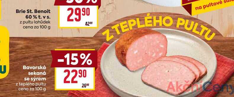 Bavorská sekaná se sýrem z teplého pultu cena za 100 g 