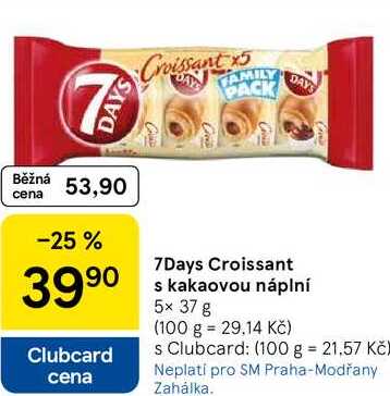 7Days Croissant s kakaovou náplní, 5x 37 g  