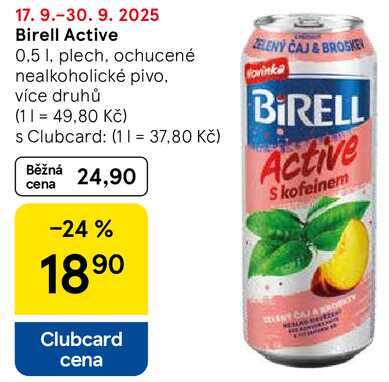 Birell Active, 0,5 l, plech, ochucené nealkoholické pivo 