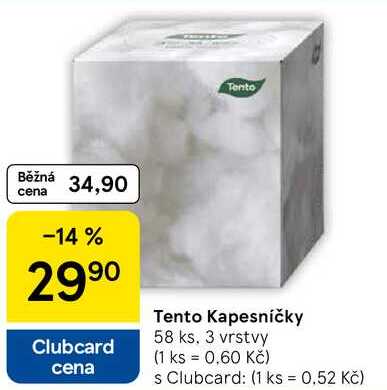 Tento Kapesníčky, 58 ks. 3 vrstvy  