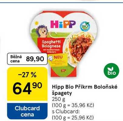Hipp Bio Příkrm Boloňské špagety, 250 g 