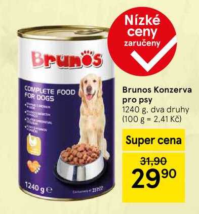 Brunos Konzerva pro psy, 1240 g, dva druhy  