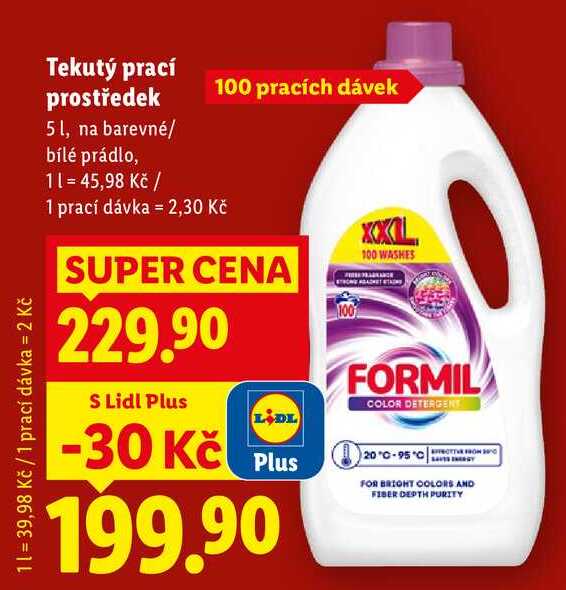 Tekutý prací prostředek, 5 l/100 PD