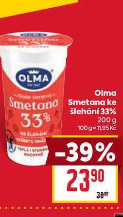 Olma Smetana ke šlehání 33% 200 g