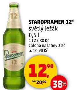 STAROPRAMEN 12 světlý ležák, 0,5 l