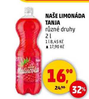 NAŠE LIMONÁDA TANJA různé druhy, 2 l 