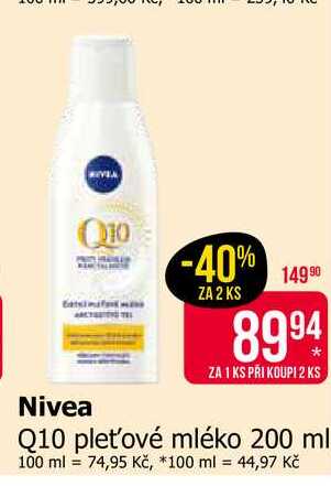 Nivea Q10 pleťové mléko 200 ml 