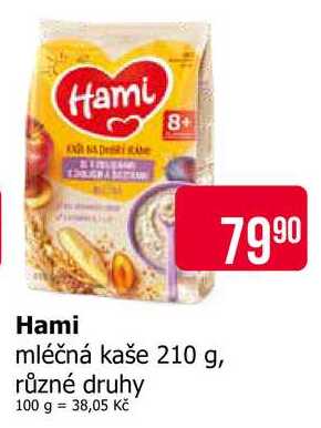 Hami mléčná kaše 210 g, různé druhy 