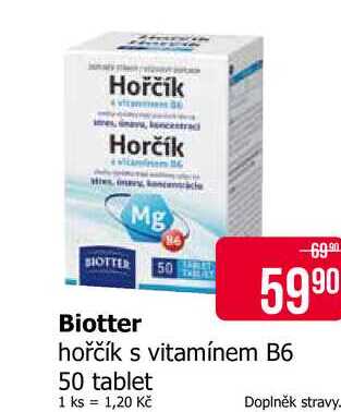 Biotter hořčík s vitamínem B6 50 tablet 