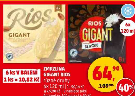 ZMRZLINA GIGANT RIOS různé druhy, 6x 120 ml  