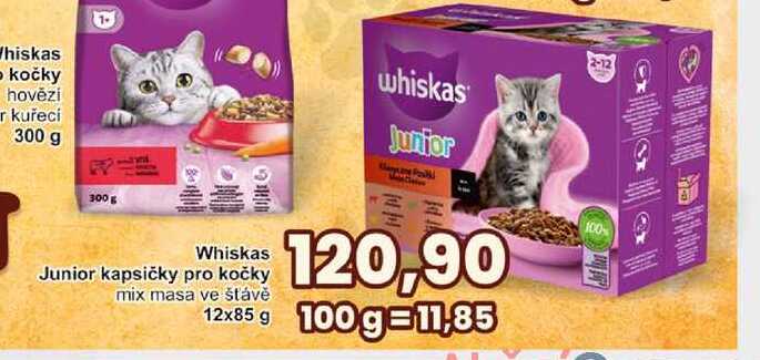 Whiskas Junior kapsičky pro kočky mix masa ve šťávě 12x85 g 