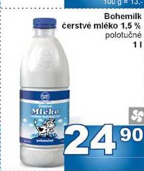 Bohemilk čerstvé mléko 1,5% polotučné 1l