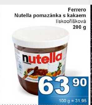 Ferrero Nutella pomazánka s kakaem lískooříšková 200 g 