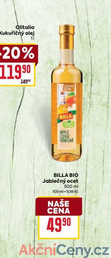 BILLA BIO Jablečný ocet 500 ml