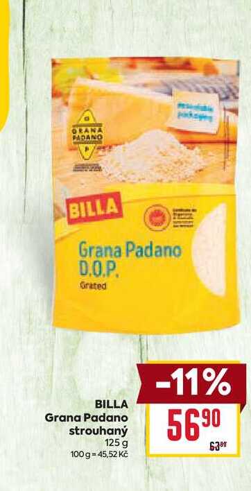 BILLA Grana Padano strouhaný 125 g 