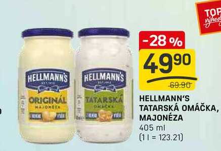 HELLMANN'S TATARSKÁ OMÁČKA, MAJONÉZA 405 ml