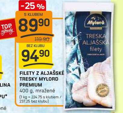 FILETY Z ALJAŠSKÉ TRESKY MYLORD PREMIUM 400 g, mražené 
