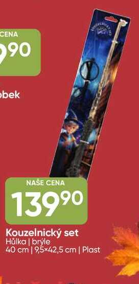 Kouzelnický set Hůlka, brýle 40 cm 9,5×42,5 cm, Plast 