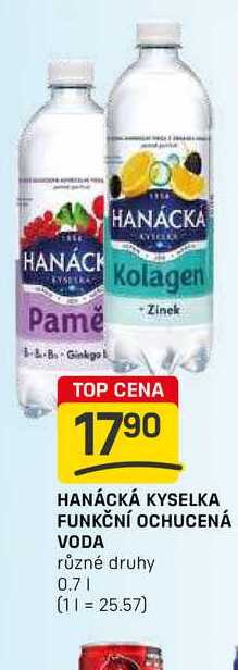 HANÁCKÁ KYSELKA FUNKČNÍ OCHUCENÁ VODA různé druhy 0.7l