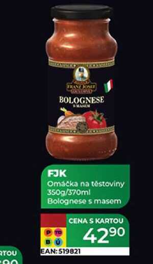 FJK Omáčka na těstoviny 350g/370ml Bolognese s masem 